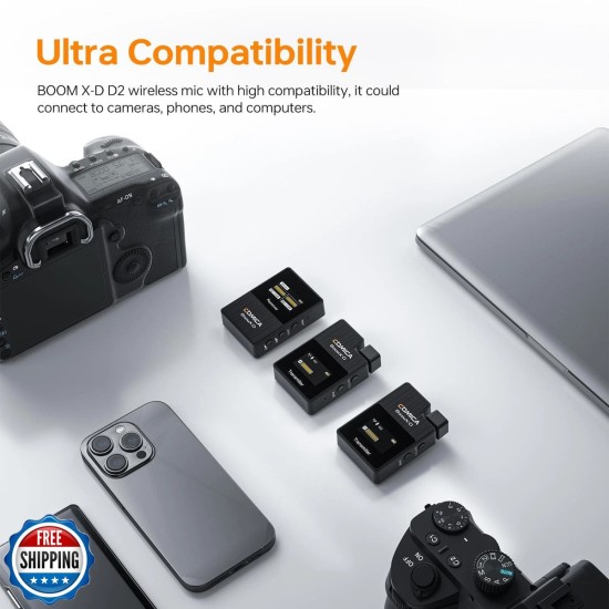 Comica Audio Boom X-D D2 Ultracompact 2-Person Digital Wireless Microphone System (2.4 GHz, Black)